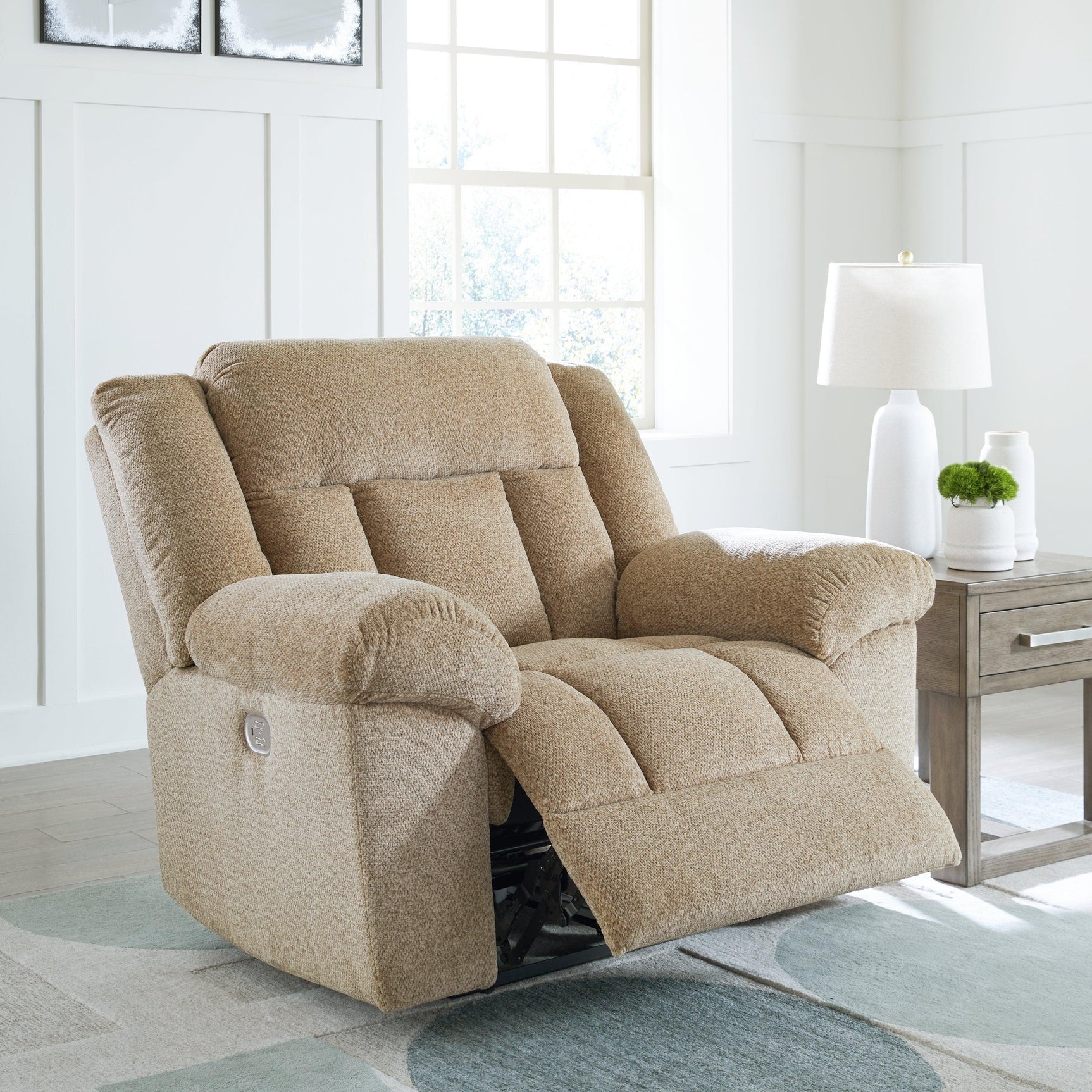Tip-Off Wheat Chenille Power Recliner - Ella Furniture