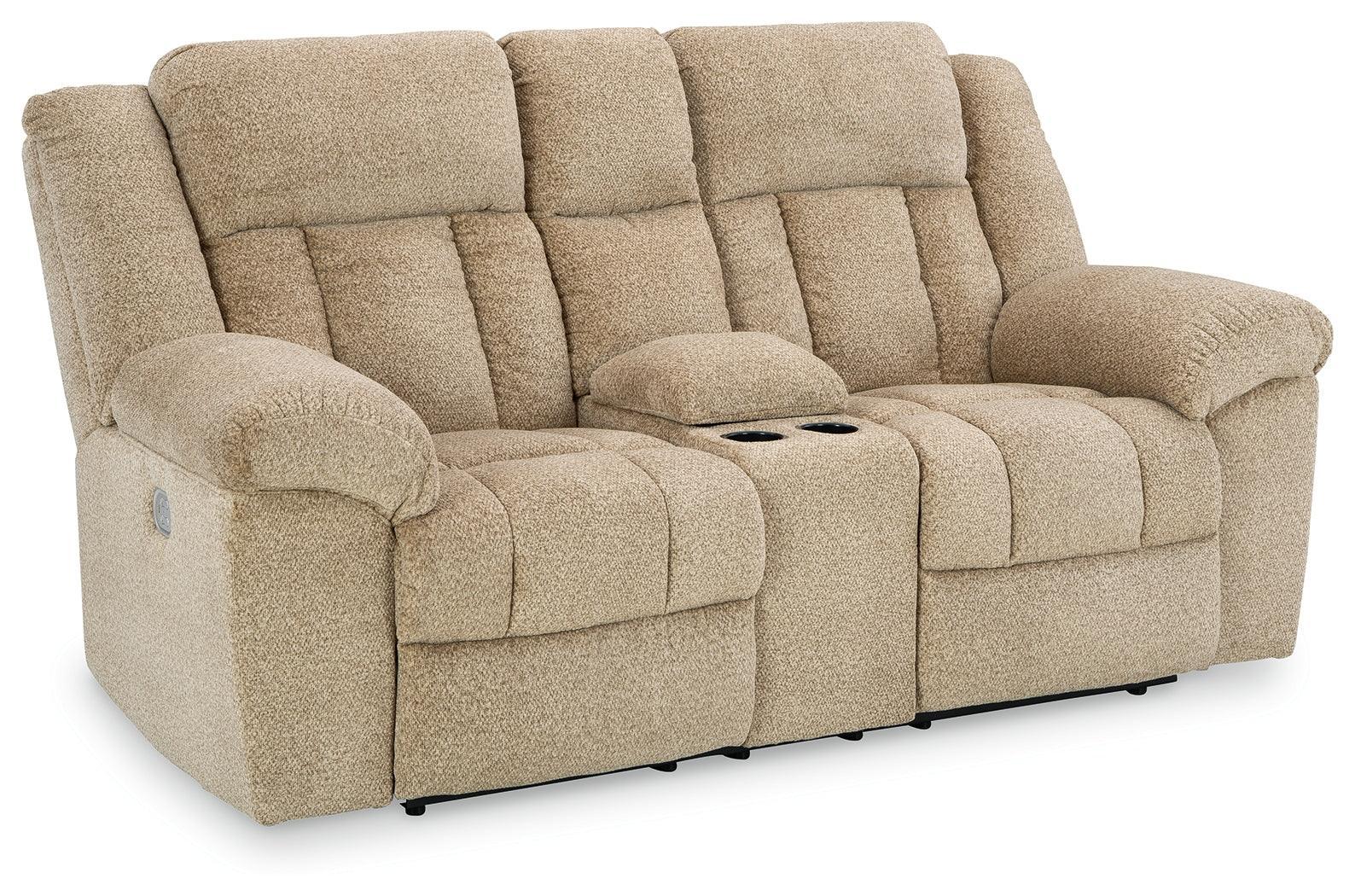 Tip-Off Wheat Chenille Power Reclining Loveseat - Ella Furniture