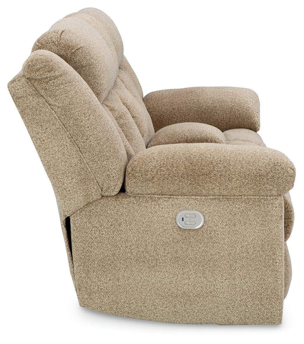 Tip-Off Wheat Chenille Power Reclining Loveseat - Ella Furniture