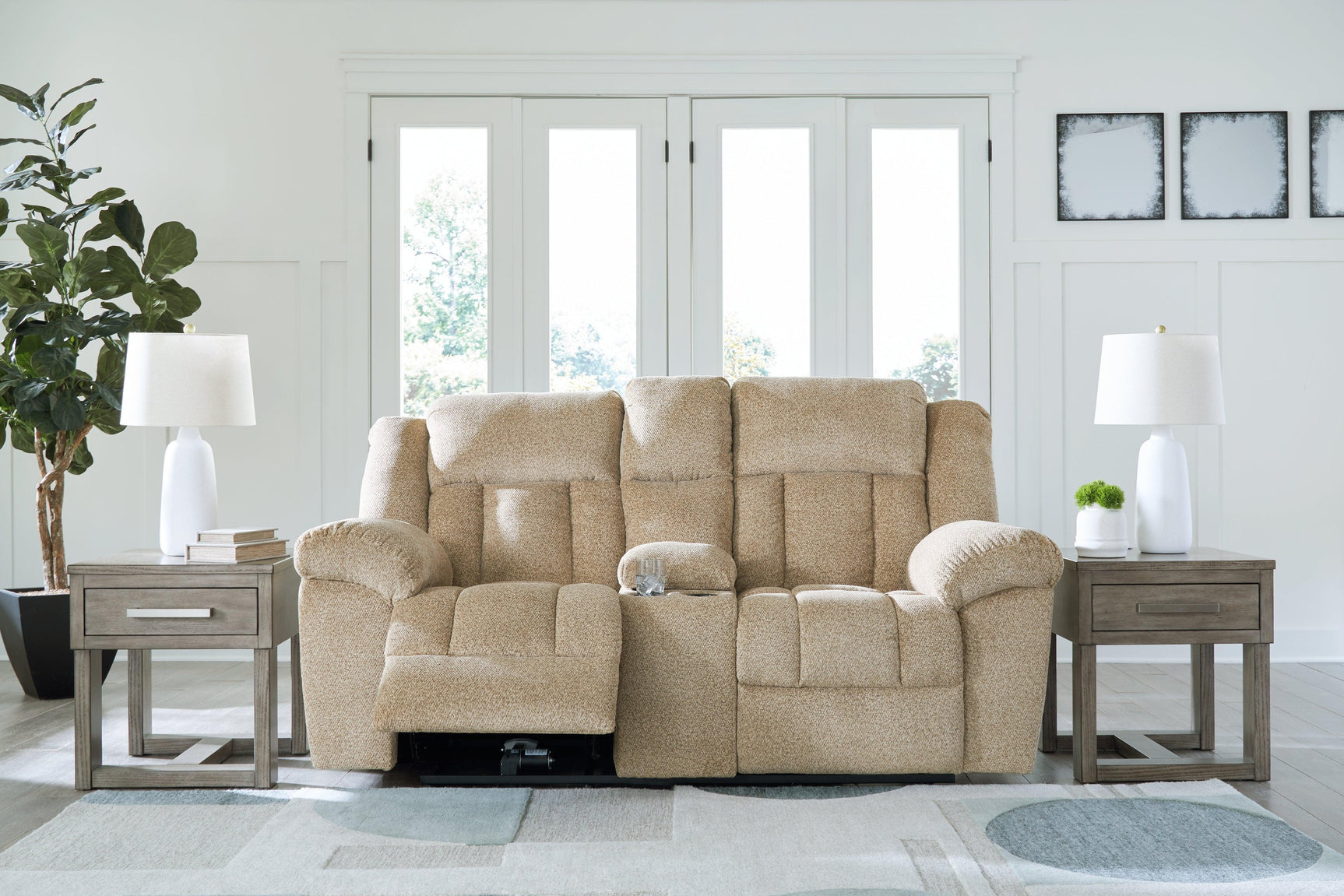 Tip-Off Wheat Chenille Power Reclining Loveseat - Ella Furniture