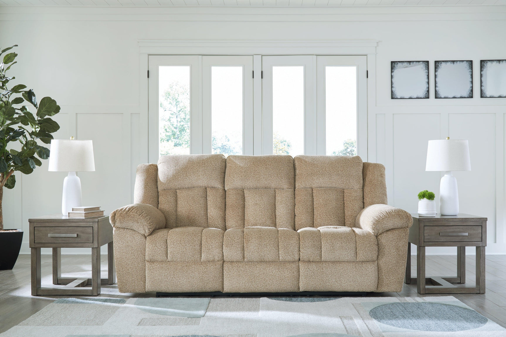 Tip-Off Wheat Chenille Power Reclining Sofa - Ella Furniture