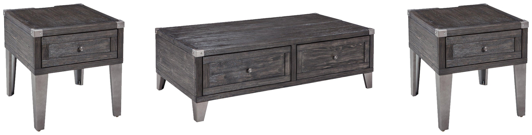 Todoe Dark Gray Coffee Table With 2 End Tables - Ella Furniture