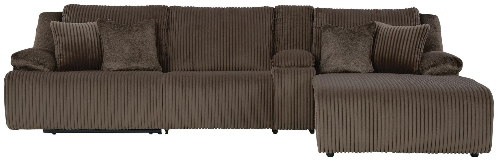 Top Tier Chocolate 4-Piece Reclining Sectional with Chaise from Ella Furniture