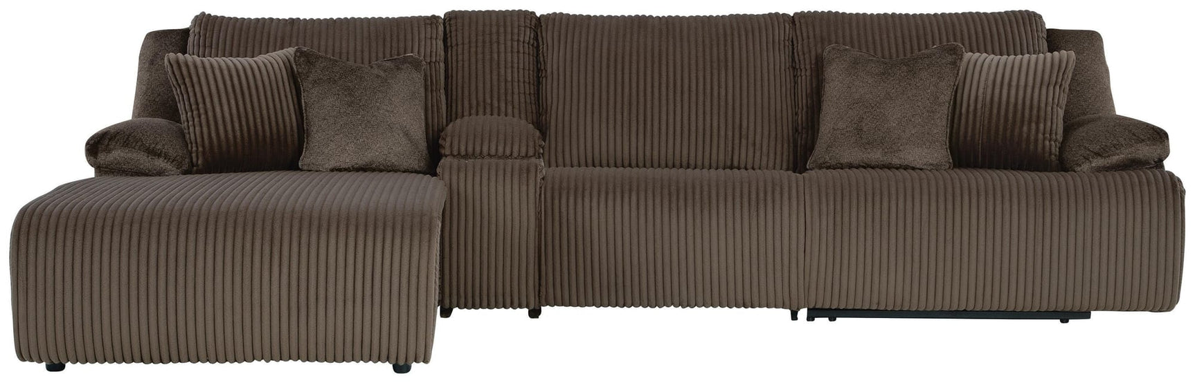 Top Tier Chocolate 4-Piece Reclining Sectional with Chaise from Ella Furniture