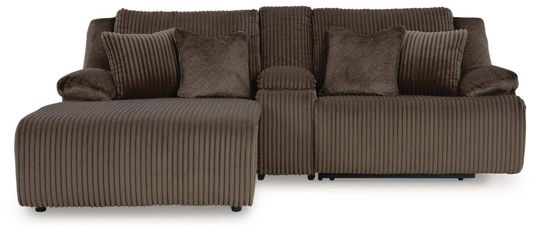 Top Tier Chocolate Velvet 3-Piece Reclining Sectional Sofa with Chaise view 2