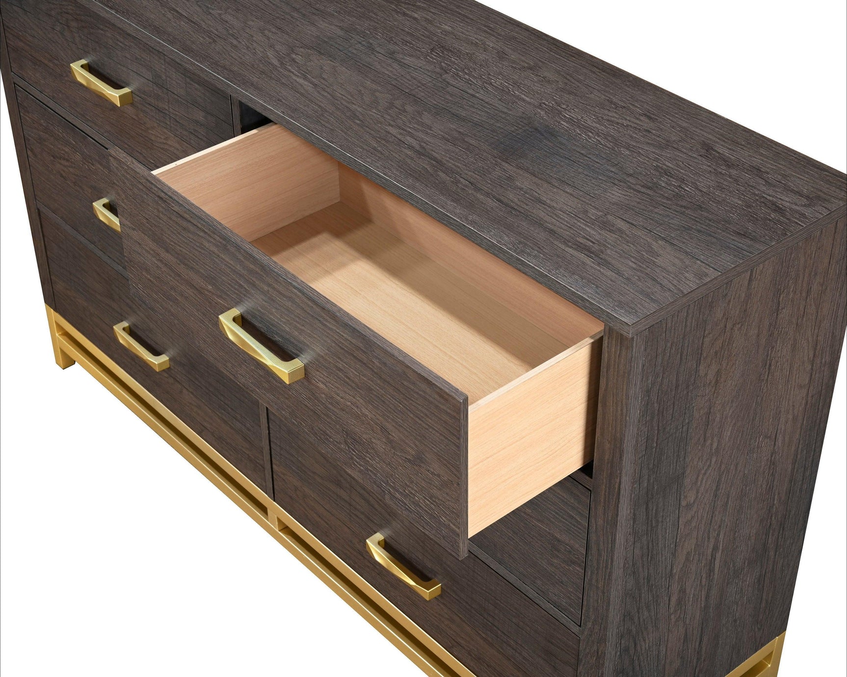 Trevor Dark Brown Modern Contemporary Solid Wood And Veneers 5-Drawers Chest - Ella Furniture
