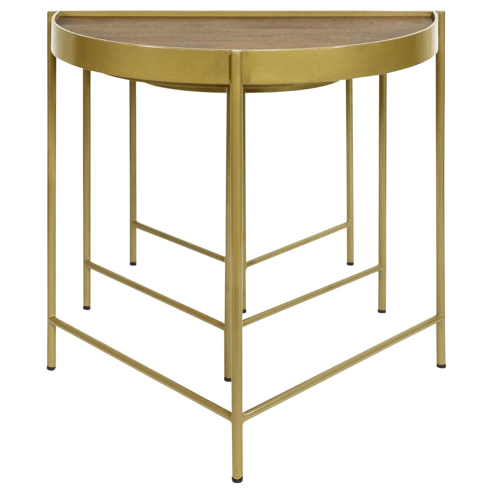 Tristen 3-Piece Demilune Nesting Table With Recessed Top Brown And Gold 936156 - Ella Furniture