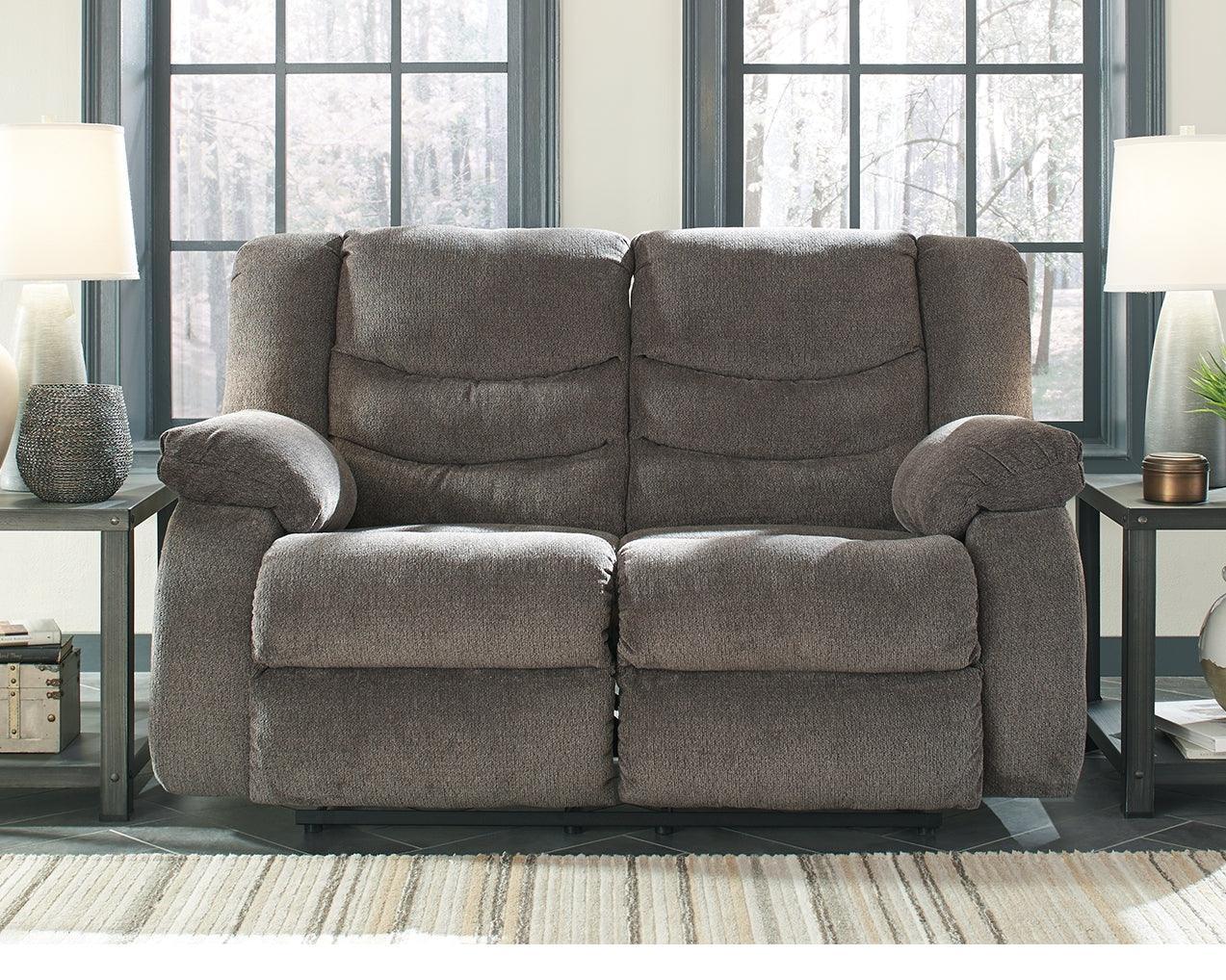 Tulen Gray Sofa, Loveseat And Recliner - Ella Furniture