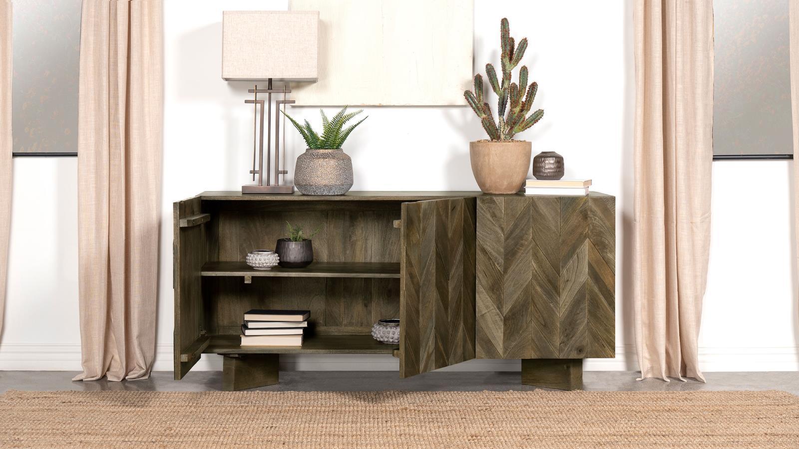 Tyler 3-Door Dining Sideboard Server Mango Brown 130515 - Ella Furniture