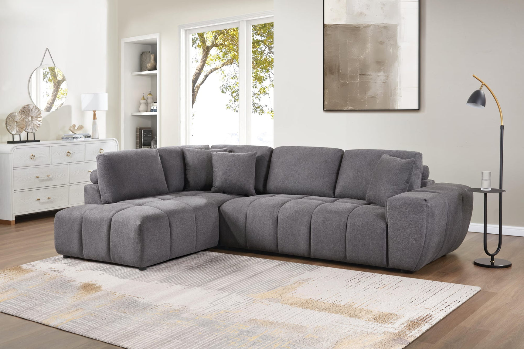 Uptown Grey 2-Piece Sectional Sofa view 2