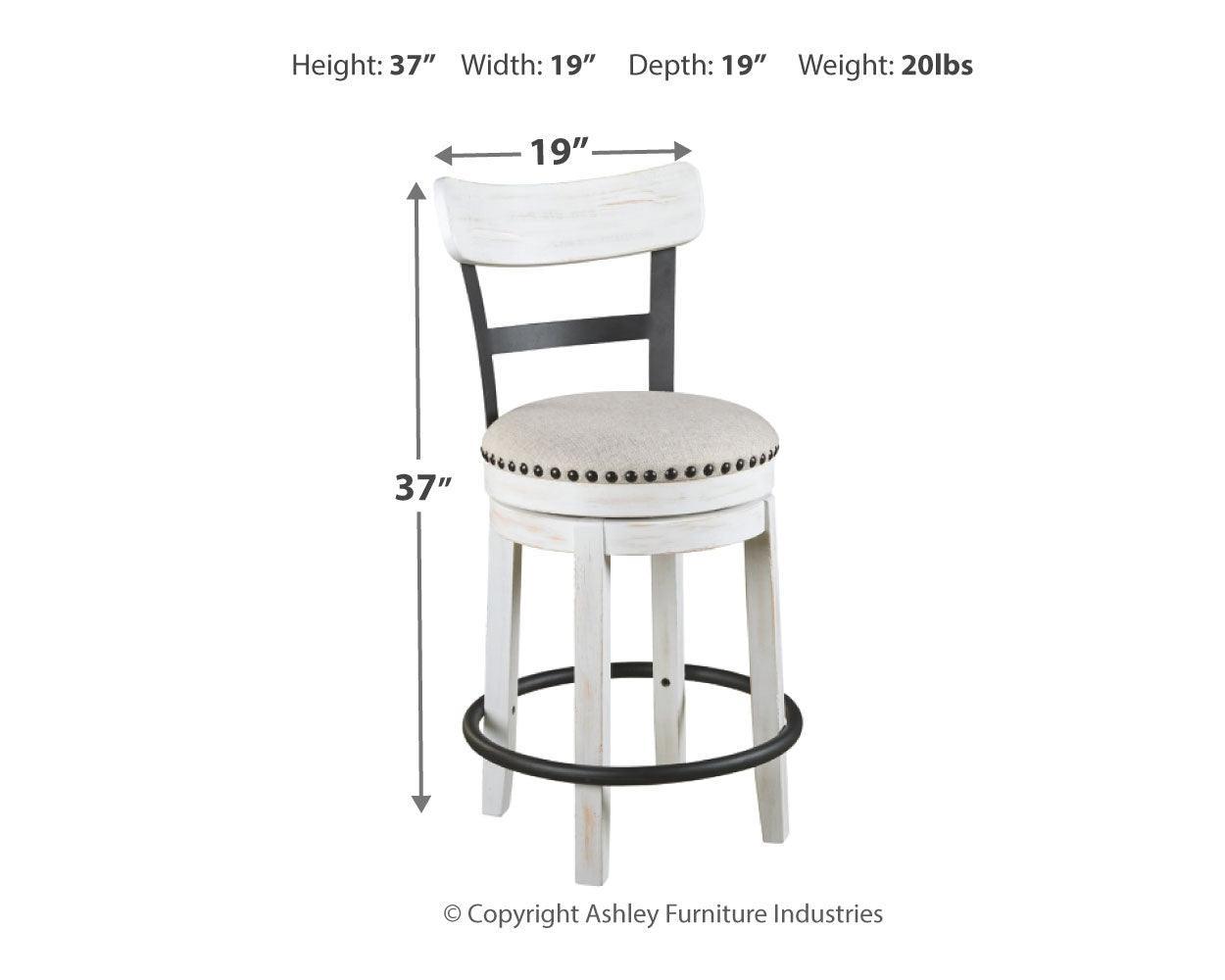 Valebeck White Counter Height Dining Table And 4 Barstools - Ella Furniture