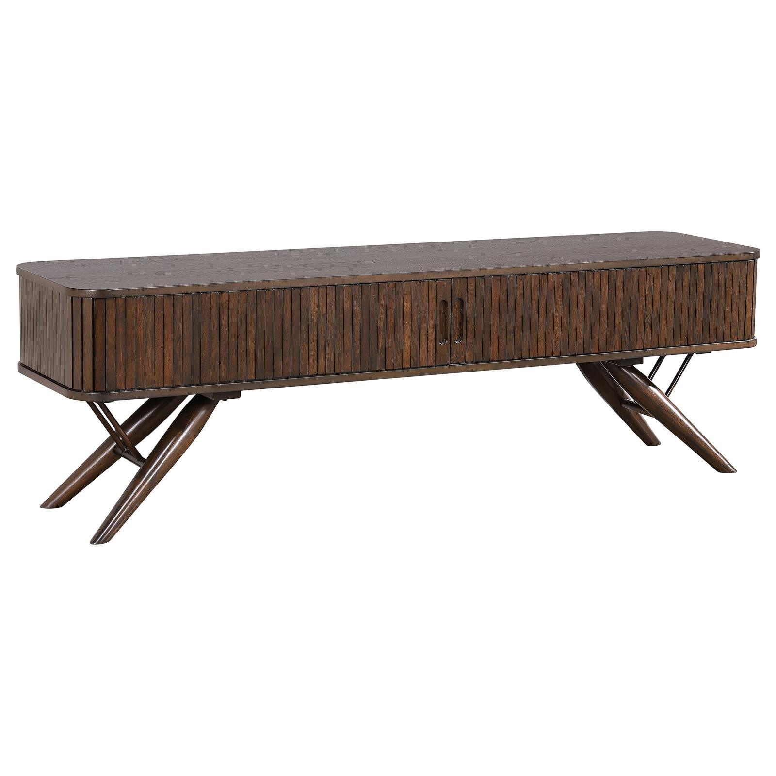Valna Rectangular 71" Tv Stand With Sliding Doors Walnut 701713 - Ella Furniture
