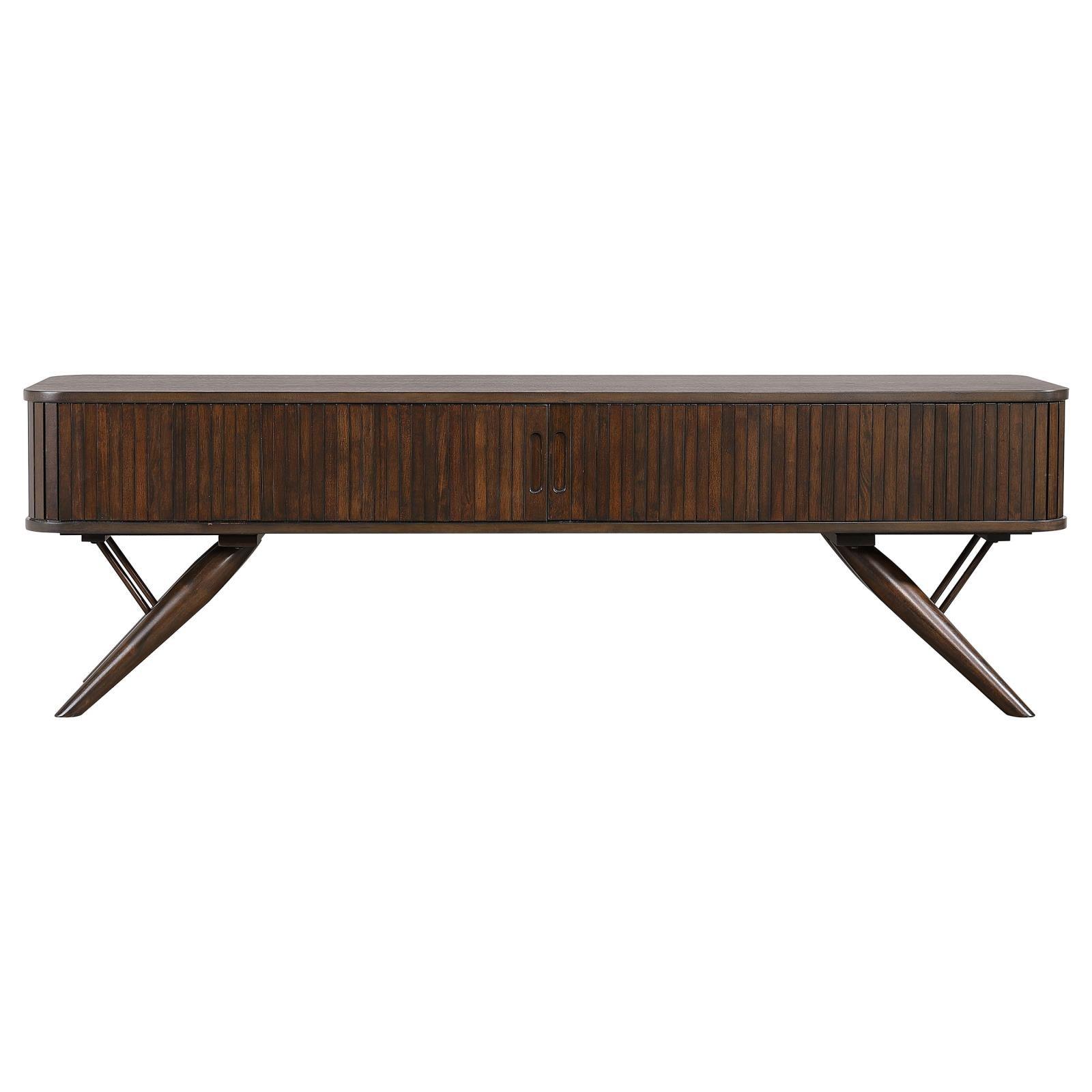 Valna Rectangular 71" Tv Stand With Sliding Doors Walnut 701713 - Ella Furniture