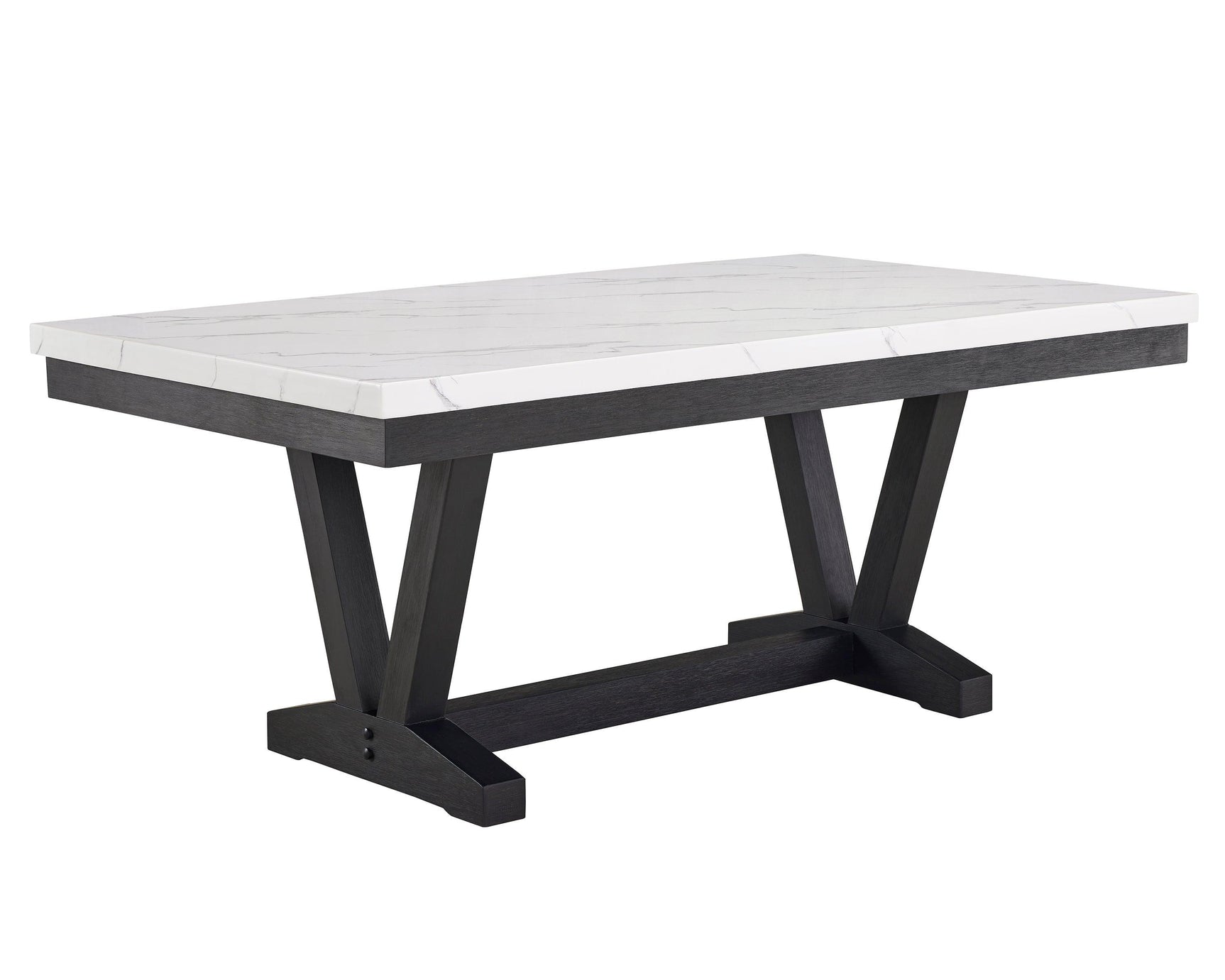 Vance Gray/White Modern Solid Wood Marble Top Fabric Upholstered Tufted Dining Room Set - Ella Furniture