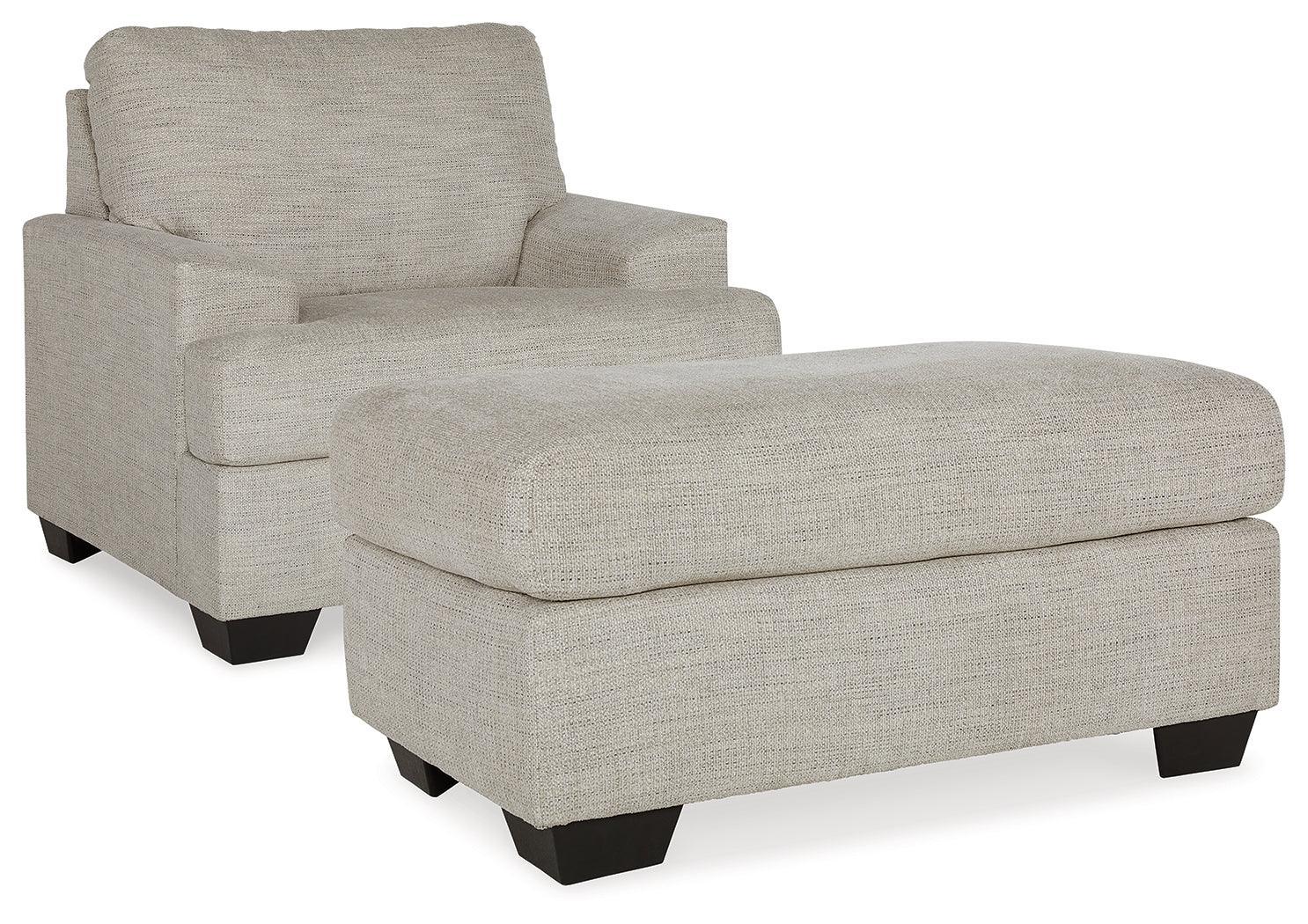 Vayda Pebble Chair And Ottoman - Ella Furniture