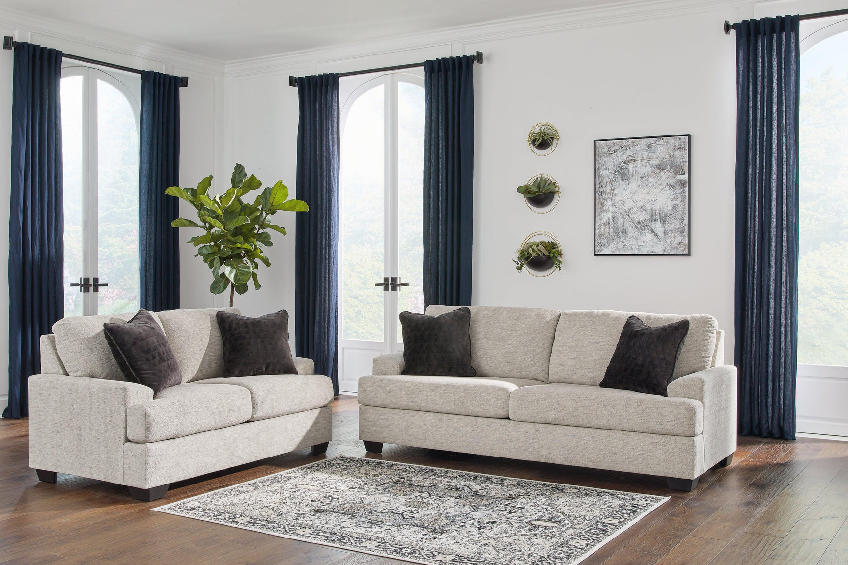 Vayda Pebble Sofa, Loveseat, Chair And Ottoman - Ella Furniture
