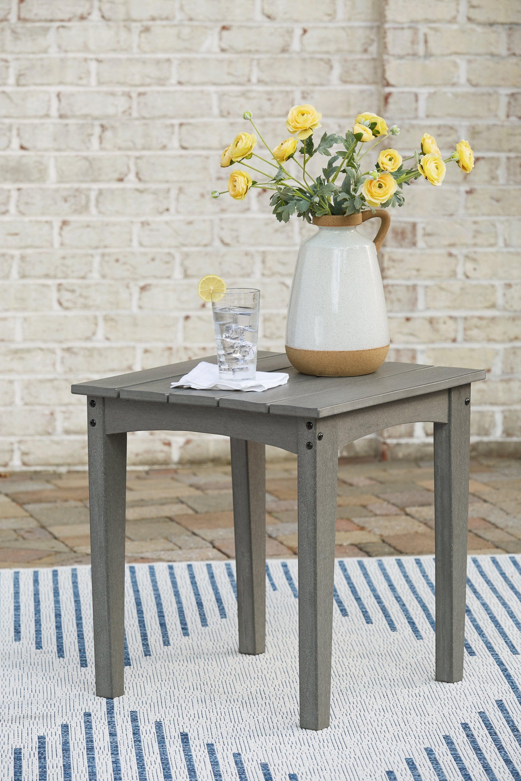 Visola Gray Outdoor Chair With End Table - Ella Furniture
