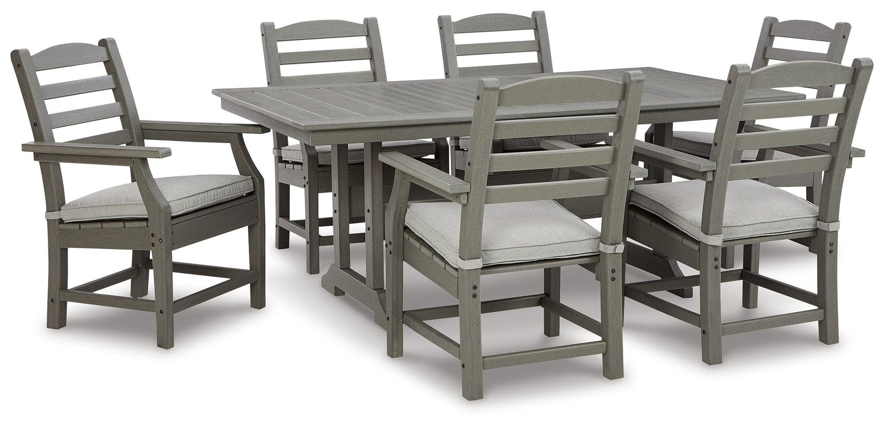 Visola Gray Outdoor Dining Table And 6 Chairs - Ella Furniture