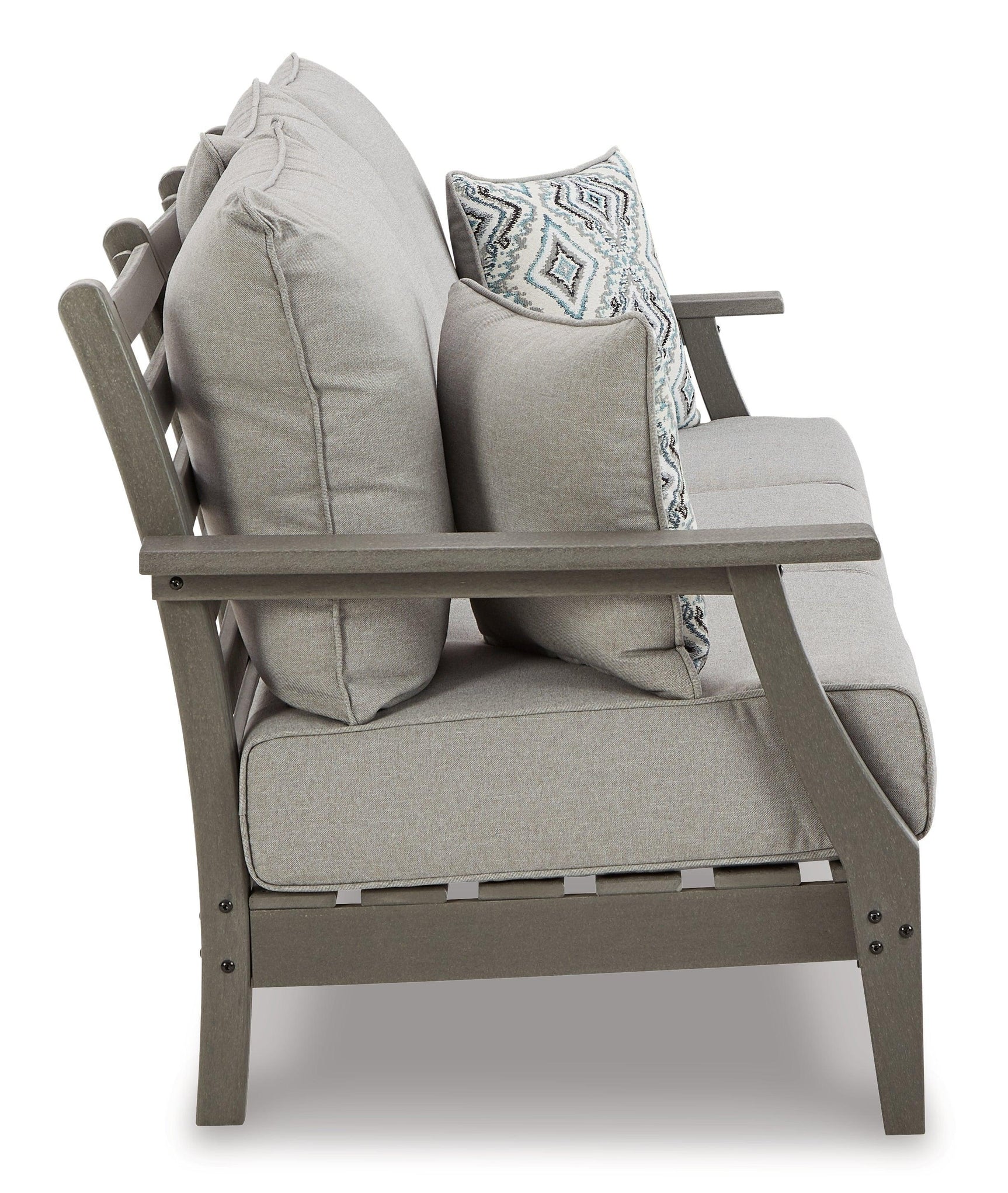 Visola Gray Outdoor Sofa And Loveseat With 2 Lounge Chairs And End Table - Ella Furniture