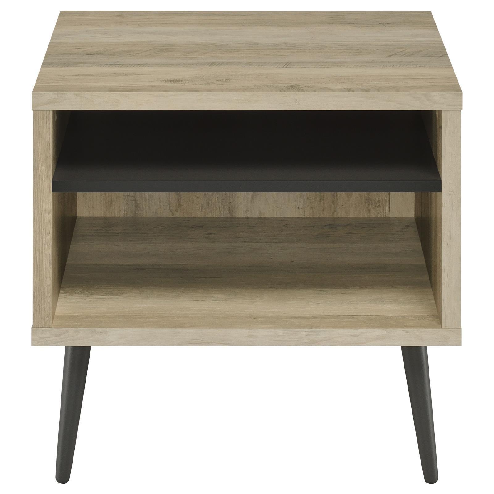 Welsh Square Engineered Wood End Table With Shelf Antique Pine And Grey 701037 - Ella Furniture