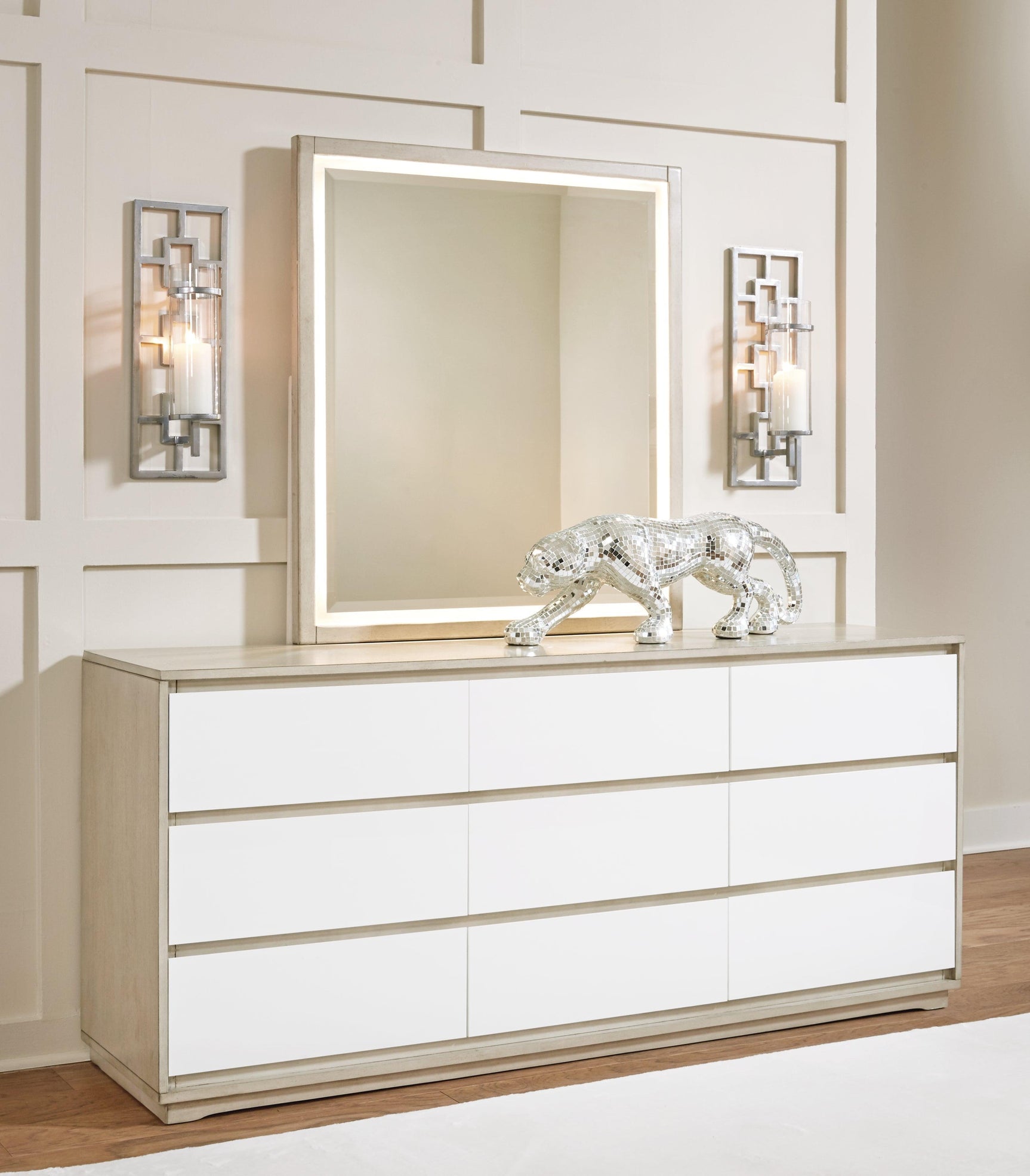 Wendora Bisque/white Upholstered Panel Bedroom Set - Ella Furniture