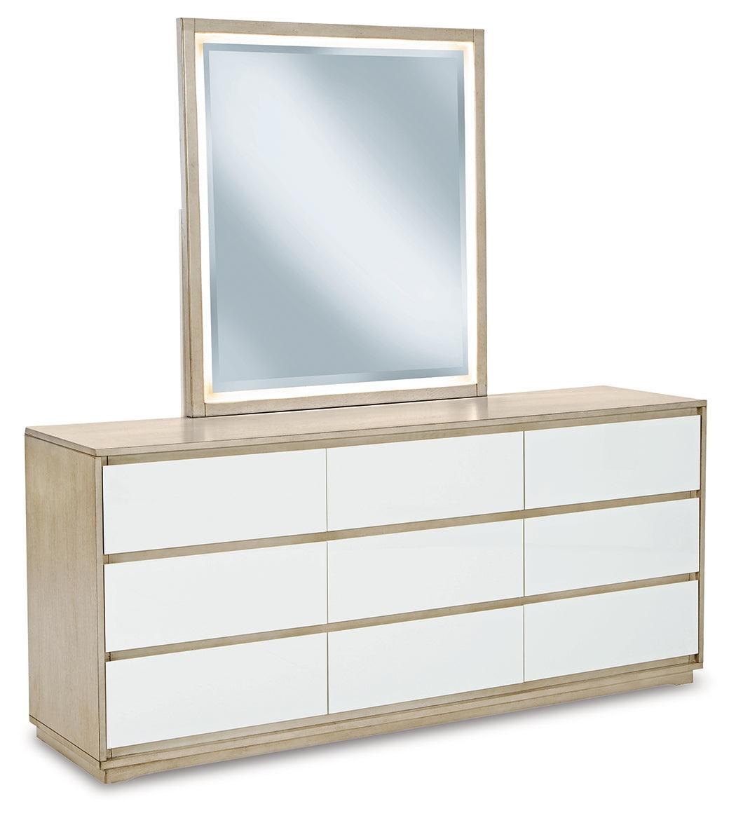 Wendora Bisque/white Upholstered Panel Bedroom Set - Ella Furniture