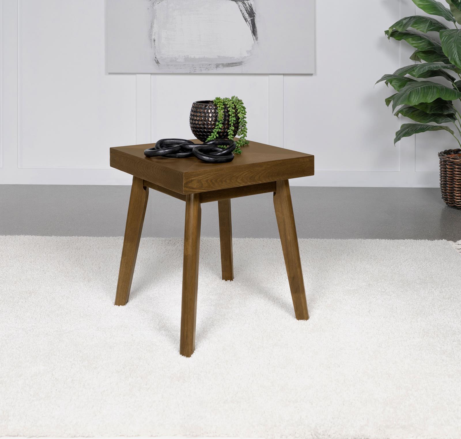 Westerly Square Wood End Table With Diamond Parquet Walnut 707797 - Ella Furniture