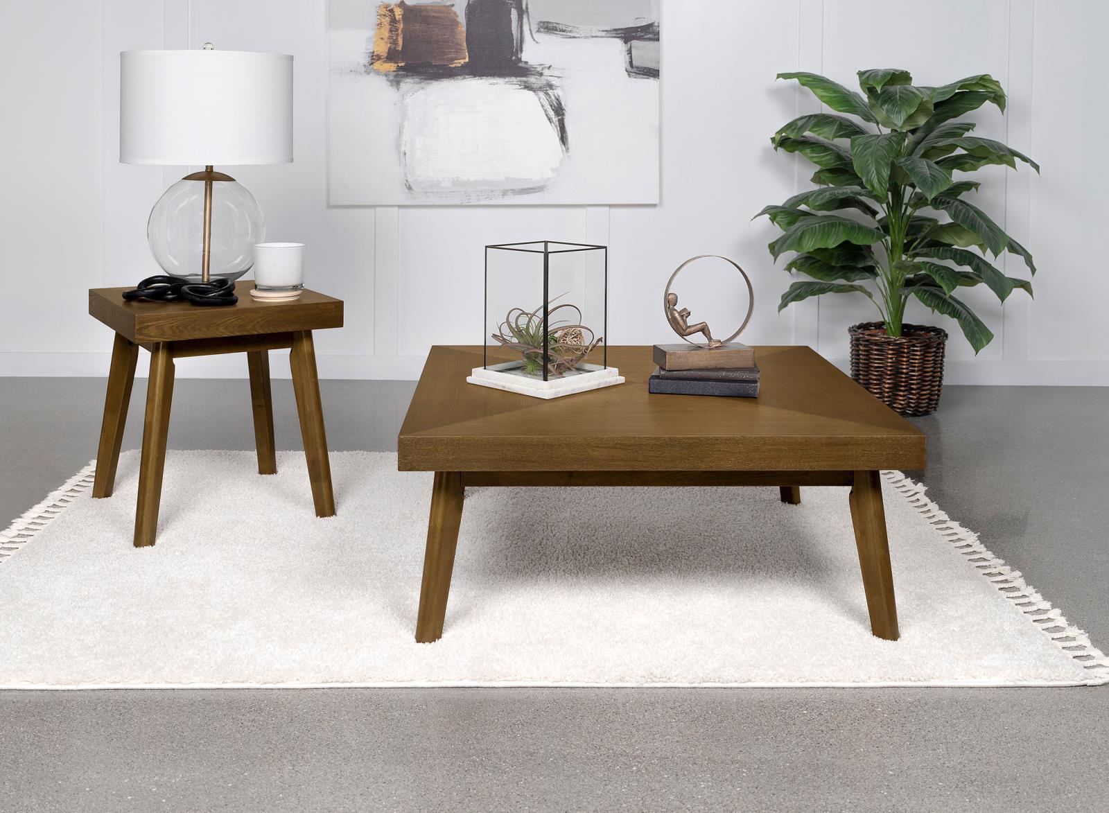 Westerly Square Wood End Table With Diamond Parquet Walnut 707797 - Ella Furniture