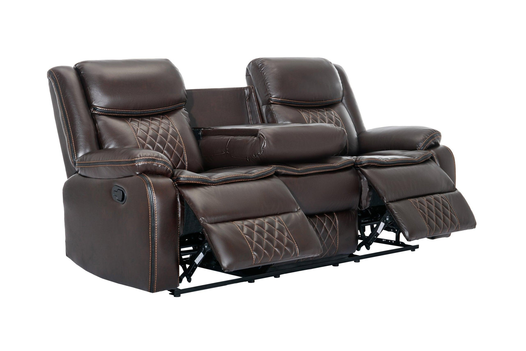 Weston Espresso Modern Contemporary Solid Wood Faux Leather 3Pc Reclining Living Room Set - Ella Furniture