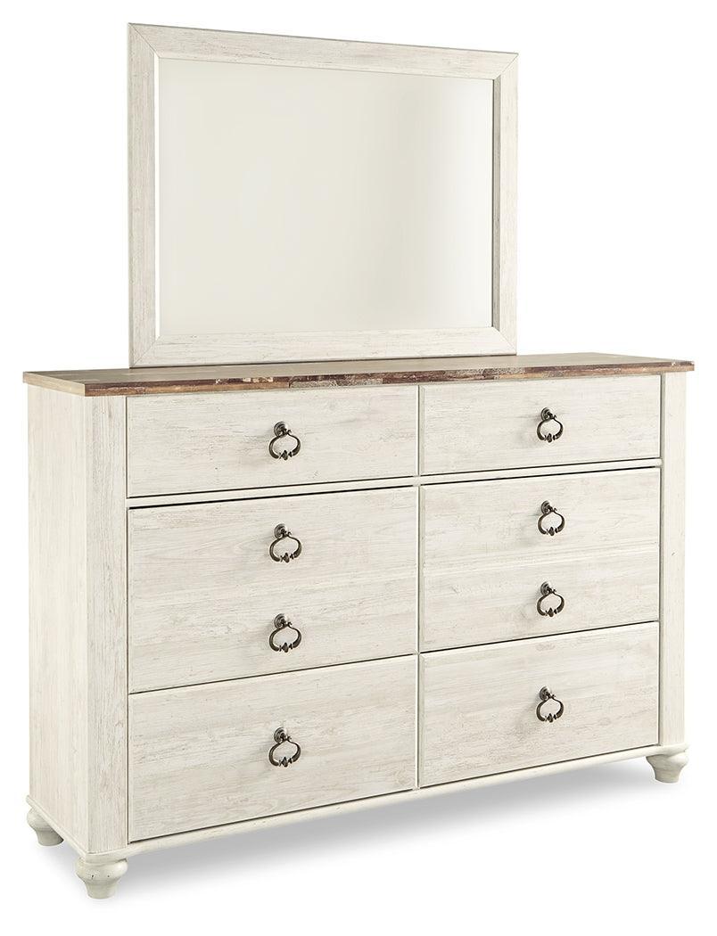Willowton Whitewash Sleigh Bedroom Set - Ella Furniture