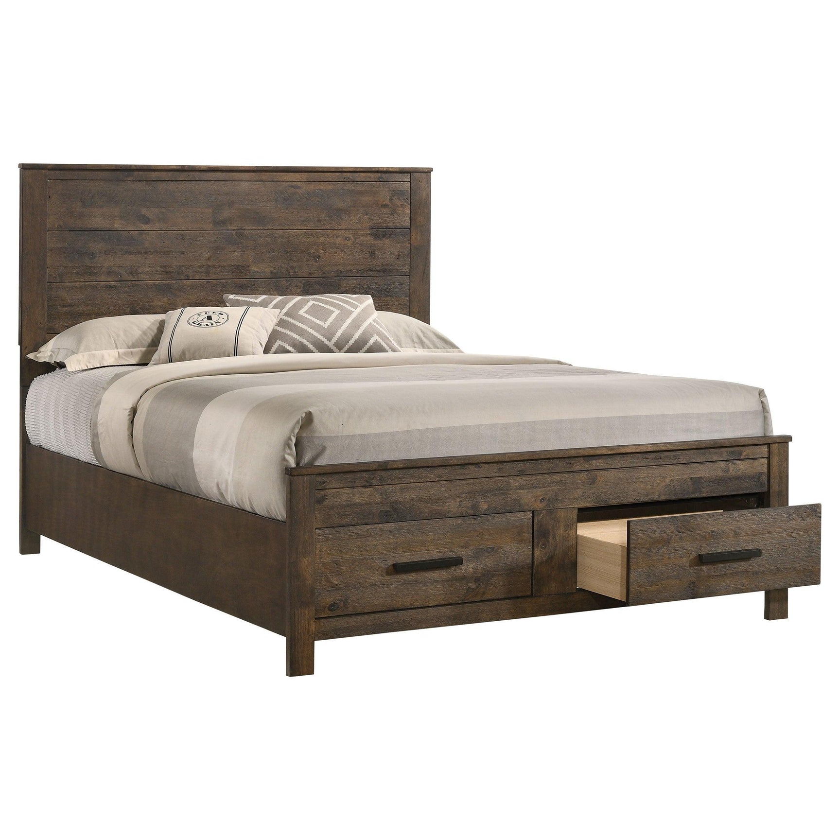 Woodmont Rustic Golden Brown Storage Bedroom Set - Ella Furniture