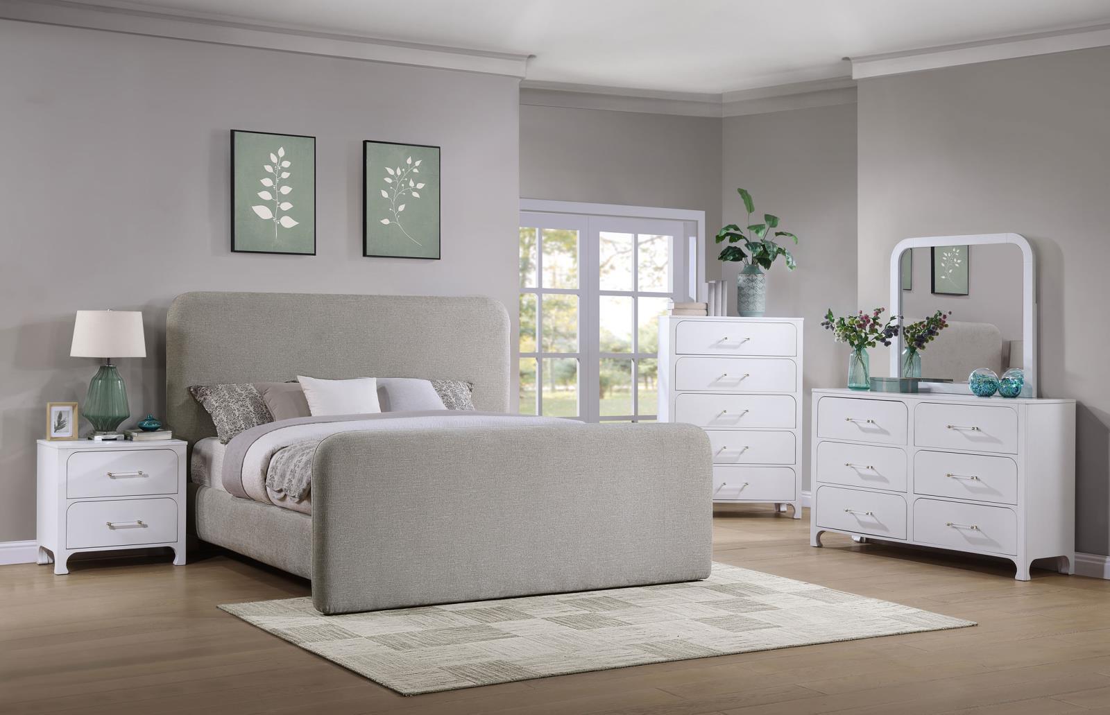 Wren Upholstered Eastern King Platform Bed Grey 302052Ke - Ella Furniture