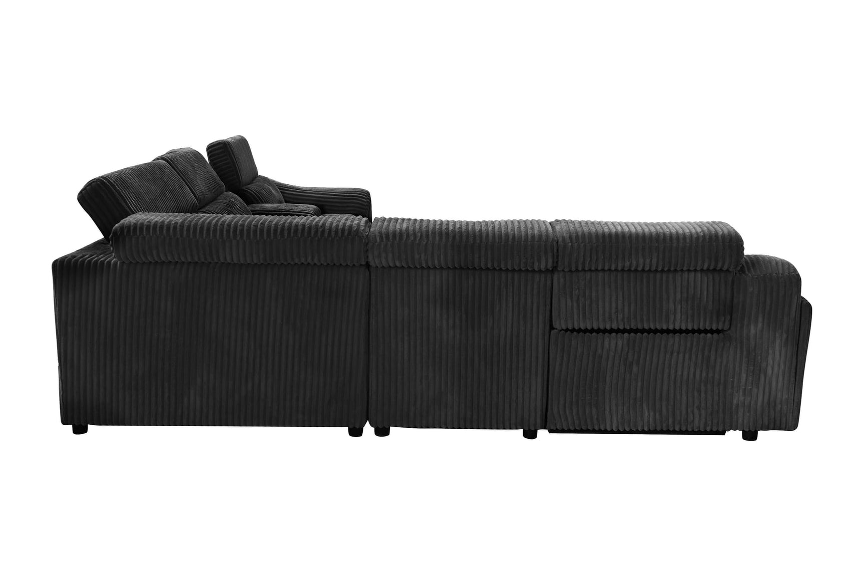 Yash Black Corduroy Reclining 6-Piece Sectional Sofa view 17