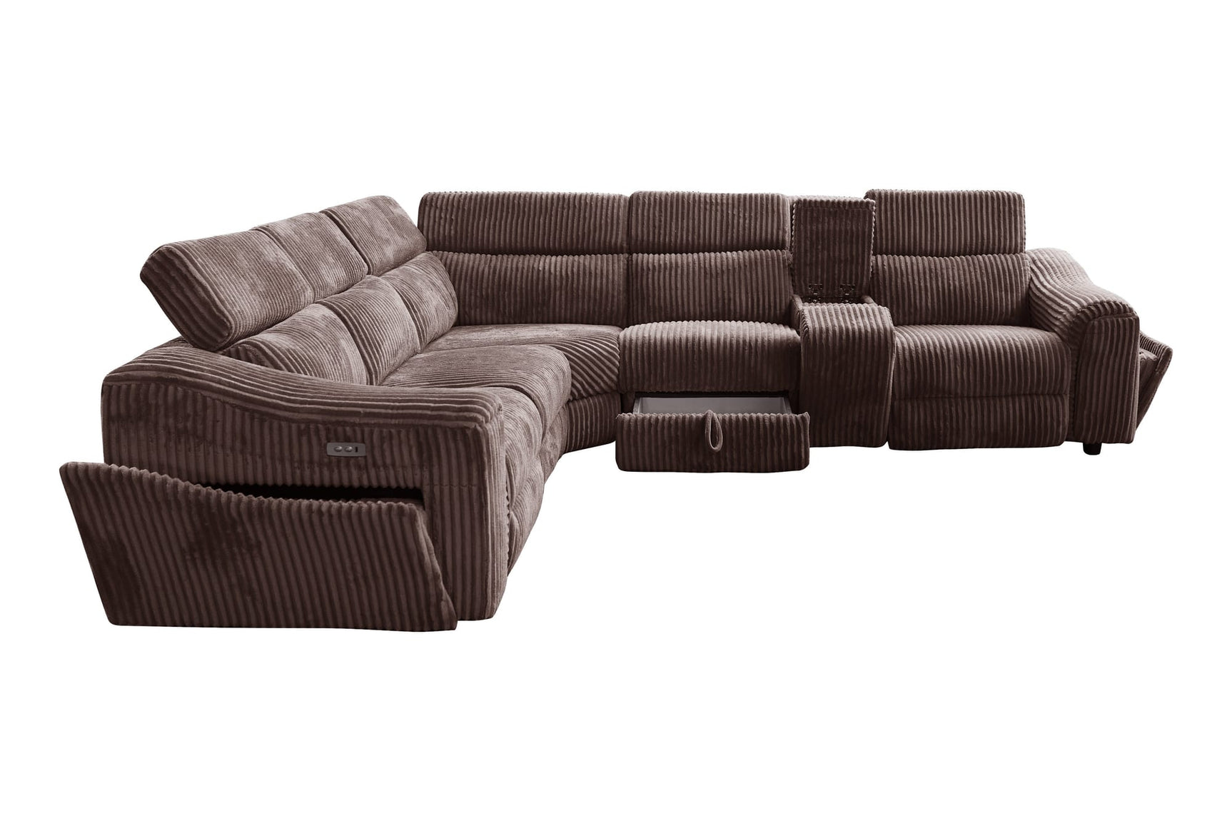 Yash Brown Corduroy Reclining 6-Piece Sectional Sofa view 15