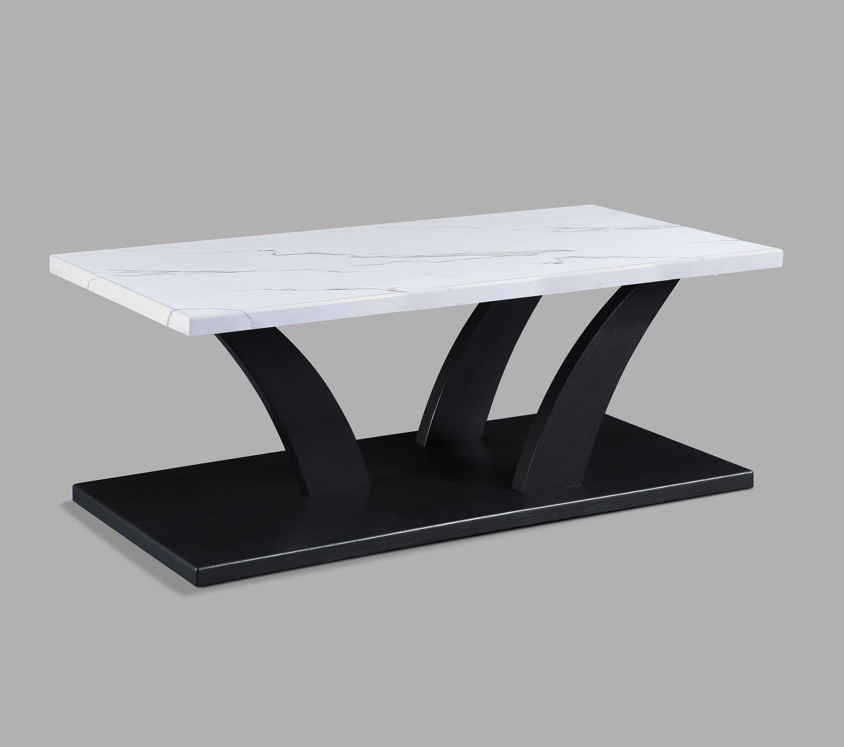Zion White/Black Modern Contemporary Solid Wood Marble Top Cocktail Coffee Table - Ella Furniture