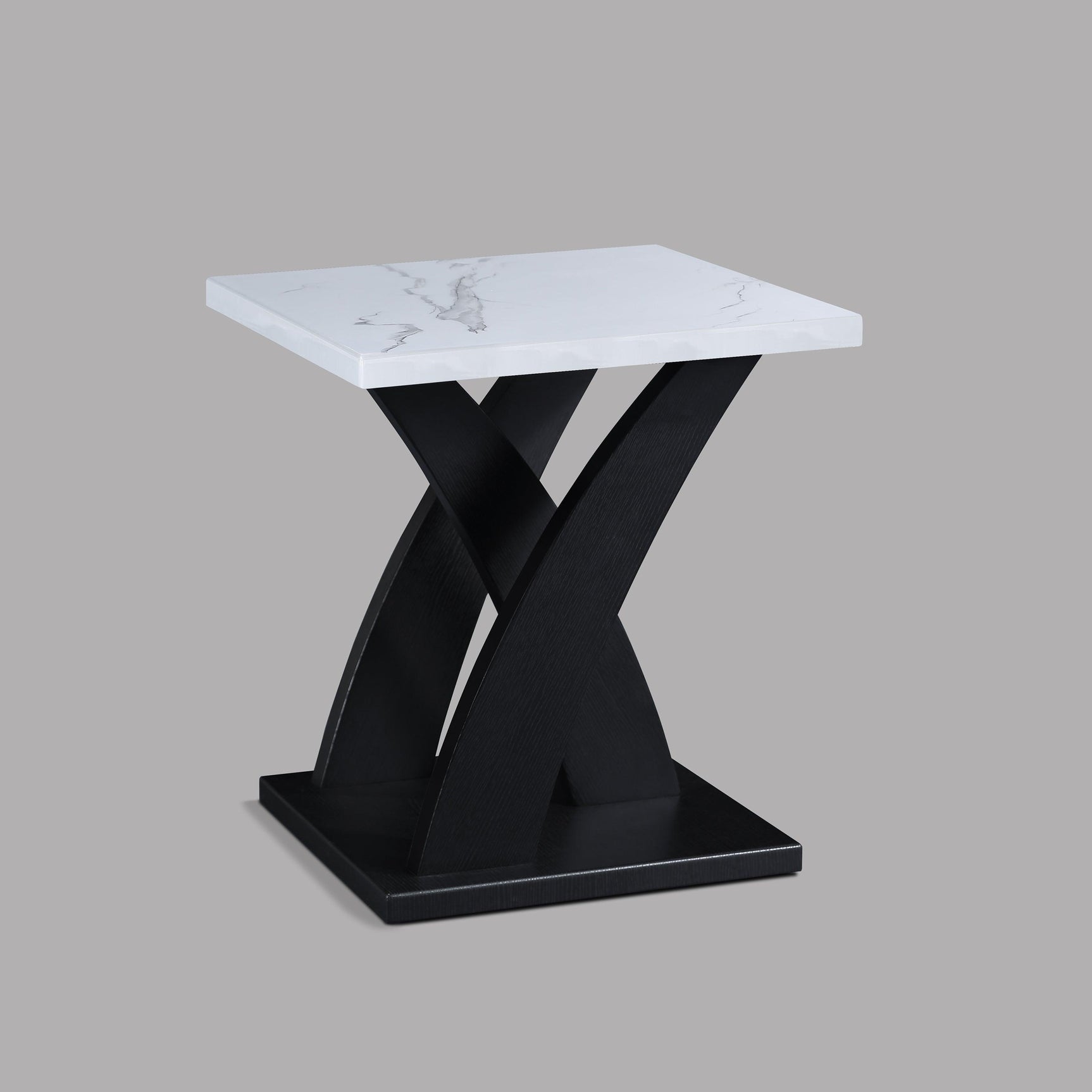 Zion White/Black Modern Contemporary Solid Wood Marble Top Cocktail Coffee Table - Ella Furniture