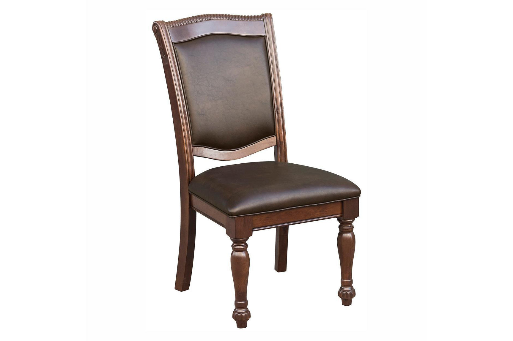 Lordsburg Brown Cherry Classic Solid Wood Faux Leather Upholstered Seat Round Dining Room Set - Ella Furniture