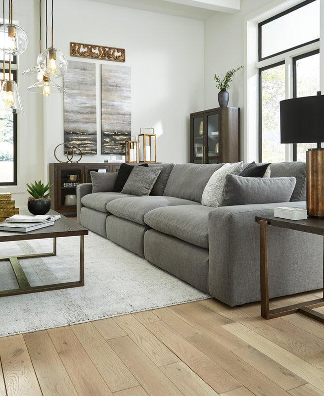 Cloud Gray Modern Contemporary Traditional Chenille Fabric Sectional Oversized, High Quality - Ella Furniture