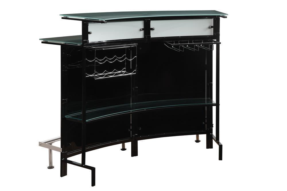 Keystone Glass Top Bar Unit Black - Ella Furniture