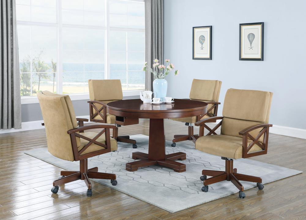 Marietta Tobacco Round Wooden Game Table - Ella Furniture