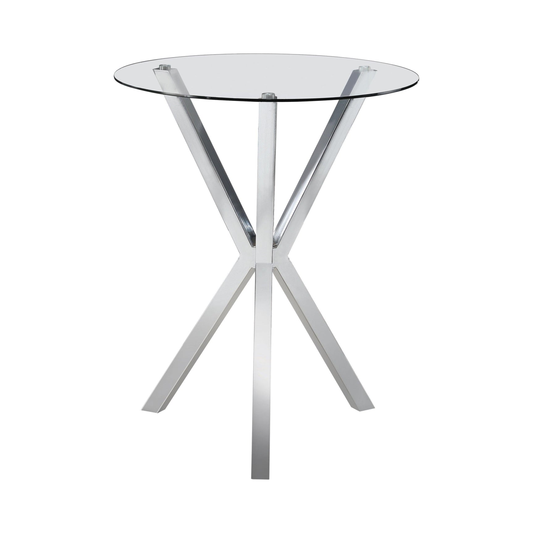 Denali Round Glass Top Bar Table Chrome - Ella Furniture