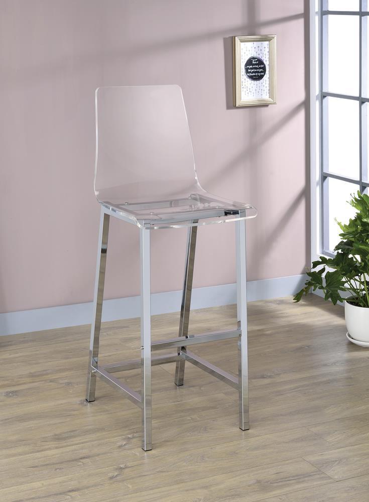 Juelia Bar Stools Chrome And Clear Acrylic (Set Of 2) - Ella Furniture
