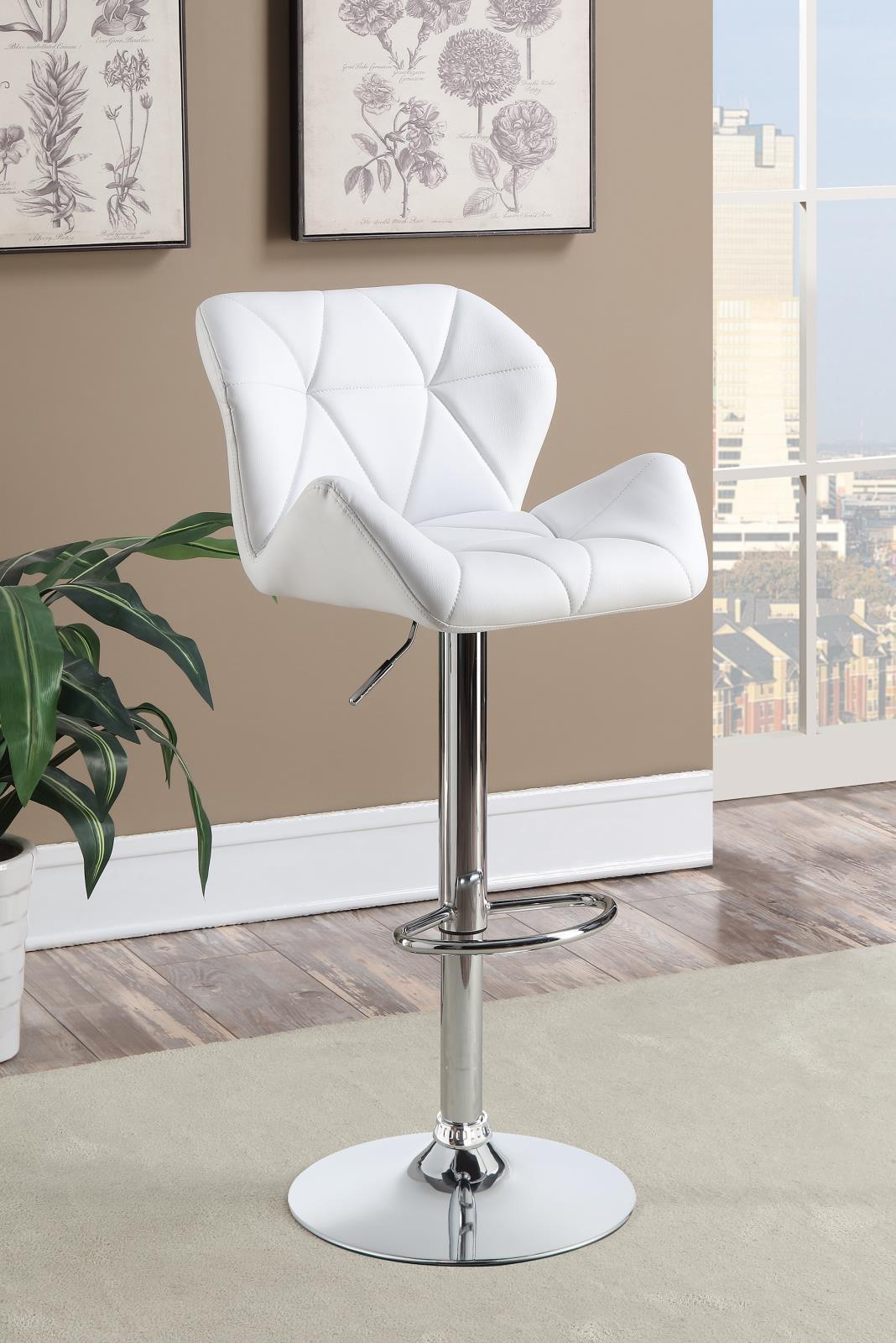 Berrington Adjustable Bar Stools Chrome And White (Set Of 2) - Ella Furniture
