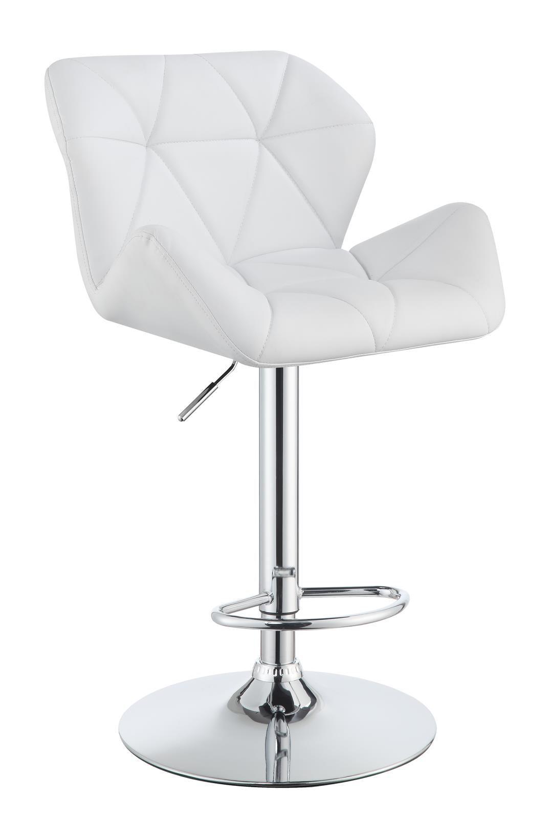 Berrington Adjustable Bar Stools Chrome And White (Set Of 2) - Ella Furniture