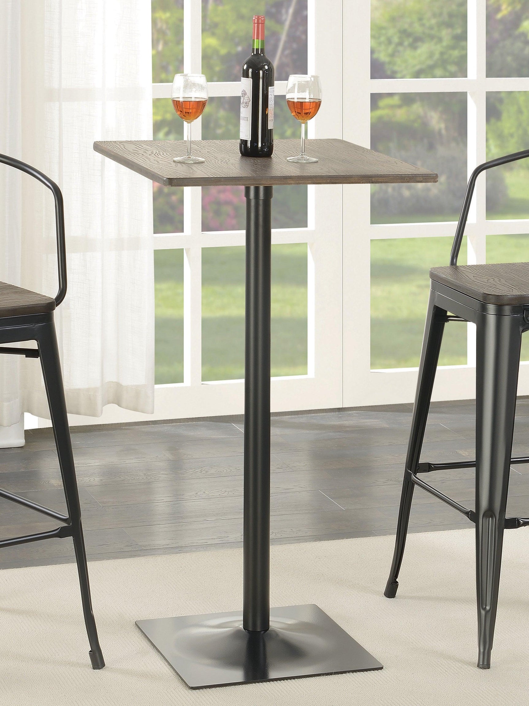 Cavalier Square Bar Table Dark Elm And Matte Black - Ella Furniture