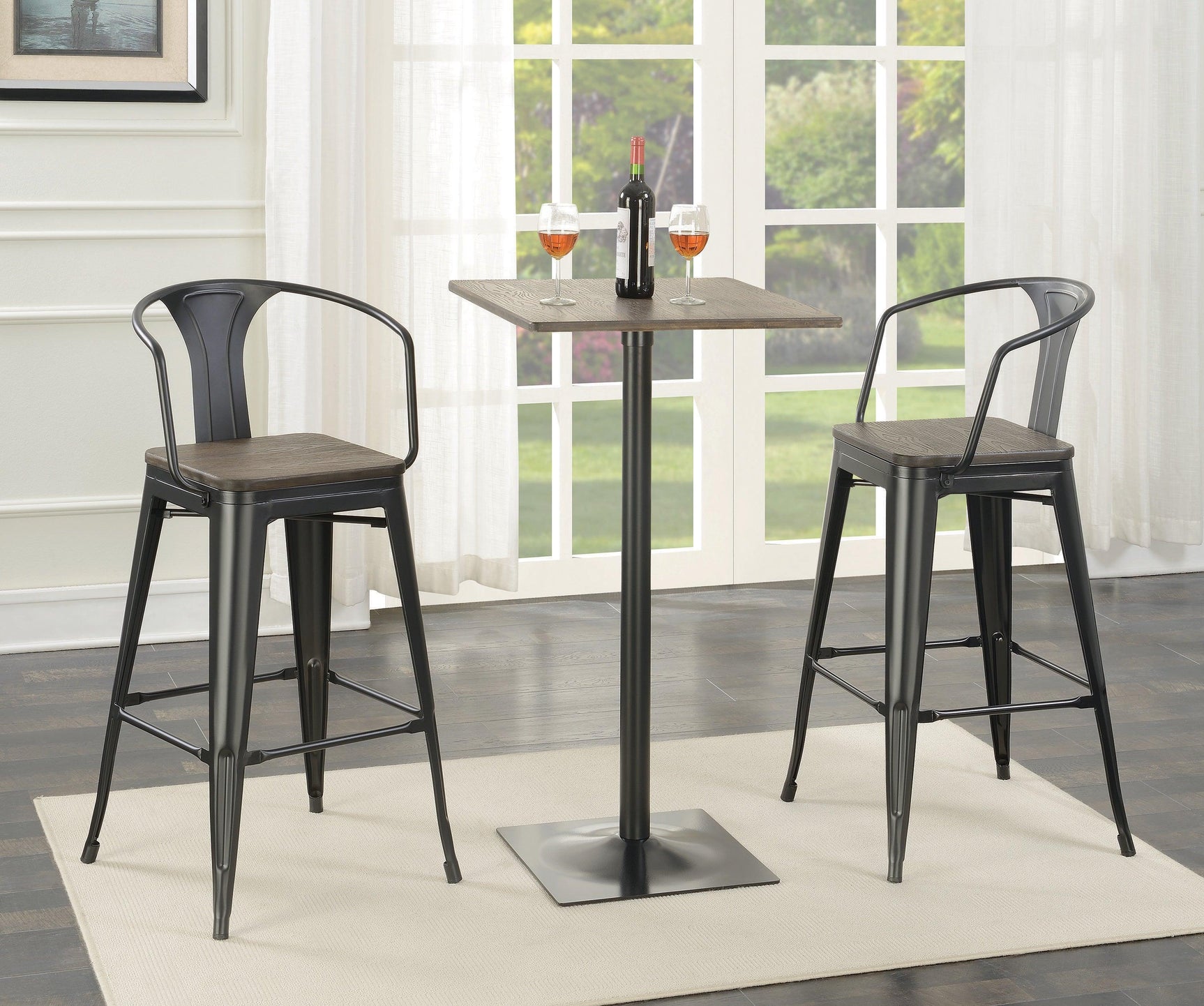 Cavalier Square Bar Table Dark Elm And Matte Black - Ella Furniture