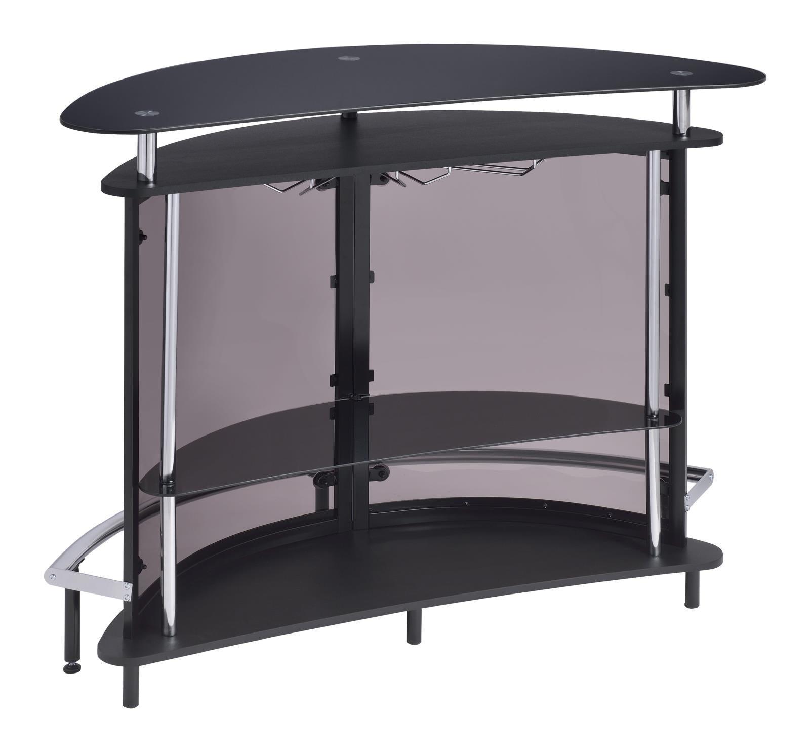 Amarillo 2-Tier Bar Unit Black And Chrome - Ella Furniture