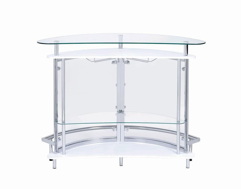 Amarillo 2-Tier Bar Unit White And Chrome - Ella Furniture