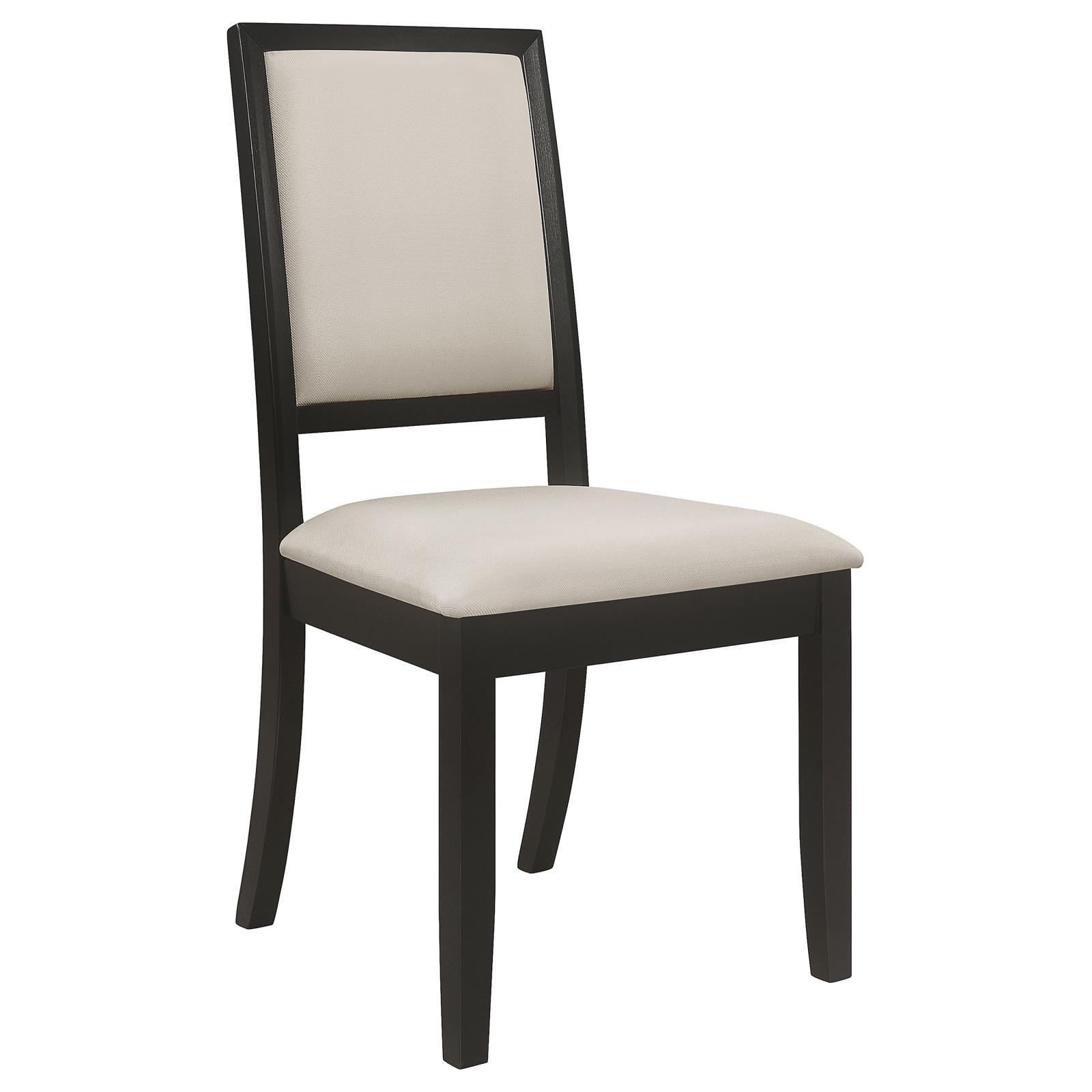Louise Upholstered Dining Side Chairs Black And Cream (Set Of 2) - Ella Furniture