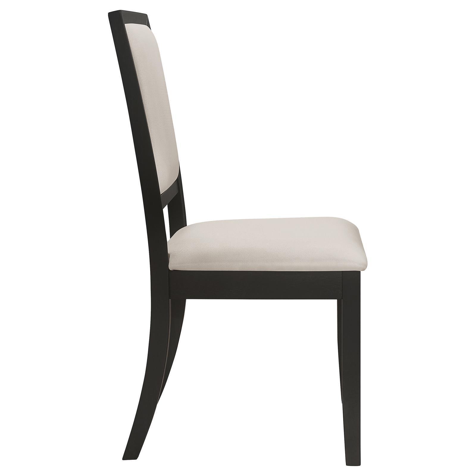 Louise Upholstered Dining Side Chairs Black And Cream (Set Of 2) - Ella Furniture